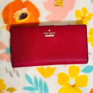 Kate spade Cameron street Stacy bifold wallet dark red
